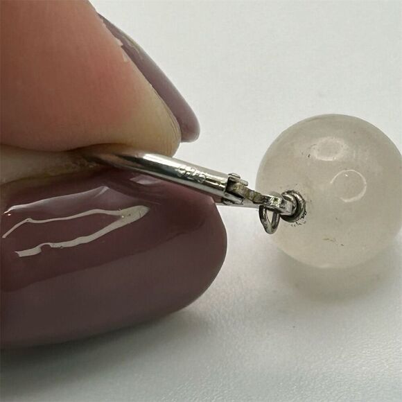 Pink Rose Quartz Dangle Earrings 925 Sterling Silver Lever Back Classic Dainty - Picture 4 of 7